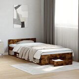 Maison Chic Posteljni okvir - Enojna postelja - Postelja za odrasle s predalom dimljen hrast 90x200 cm inž. les, (21695954) | Shoptok.si