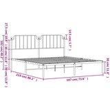  Metalni okvir za krevet s uzglavljem crni 183x213 cm | shoptok.hr