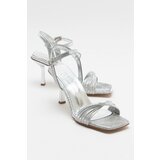 LuviShoes LEND Silver Patterned Women's Heeled Shoes Cene