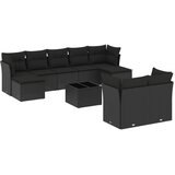  10-dijelni set vrtnih sofa s jastucima crni od poliratana | shoptok.hr