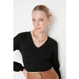Trendyol Black Crop V Neck Knitwear Sweater | shoptok.hr
