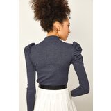 XHAN Women's Indigo Gathered Shoulders Blouse | Shoptok.si