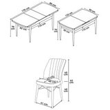 Hanah home eva - white, cream whitecream extendable dining table & chairs set (7 pieces) | Eponuda.com