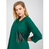 Fashion Hunters Dark green long plus size blouse with 3/4 sleeves Cene