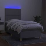  Krevet box spring s madracem LED svjetlosivi 90x200 cm tkanina | shoptok.hr