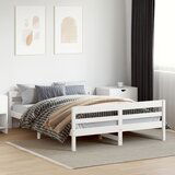 Maison Chic Posteljni okvir - Dvoposteljna postelja - Zakonska postelja brez vzmetnice bel 140x200 cm trdna borovina-J11460, (21767070) | Shoptok.si