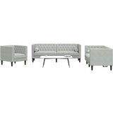 vidaXL Komplet Chesterfield kavčev z vzglavniki 3-delna siv žamet | Shoptok.si