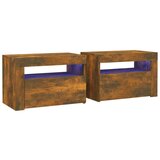 Maison Chic Dvo delni komplet Nočne omarice - Nočne mize LED dimljeni hrast 60x35x40 cm, (21688277) Cene
