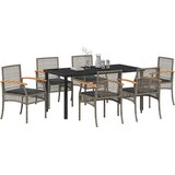  Vrtni set za objed s jastukom 7 pcs Siva i crna Ratan | shoptok.hr