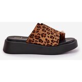 Boto Women's Platform Sandals With Low Wedge And Decorative Detail Leopard Print Brown Saqesse | ePonuda.com