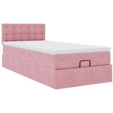  Otomanski posteljni okvir z vzmetnico roza 90x200 cm žamet | Shoptok.si