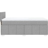 vidaXL Box spring postelja z vzmetnico svetlo siva 90x200 cm blago | Shoptok.si