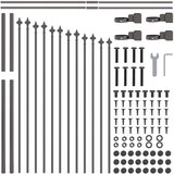 vidaXL Ograjni panel Set 7 Železna siva Prašno premazano jeklo, (22015138) | Shoptok.si