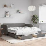 vidaXL Izvlečna dnevna postelja s predali temno siva 100x200 cm blago | Shoptok.si