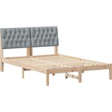 vidaXL Posteljni okvir z oblazinjenim vzglavjem Rjava 160 x 200 cm | Shoptok.si