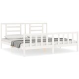 The Living Store Posteljni okvir z vzglavjem bel trden les - Posteljni Okvir, (21530813) | Shoptok.si
