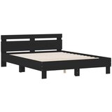  Okvir kreveta s uzglavljem i LED svjetlima crni 140 x 190 cm | shoptok.hr