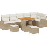 vidaXL 9 dijelni vrtni sofa set s jastučićima Bež Poli Ratan Akacija | shoptok.hr