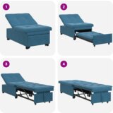 vidaXL Kavč 3-v-1 z izvlečno obliko Modri žamet | Shoptok.si