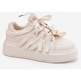 Boto Eco Leather Sneakers On Platform Beige Penolle | Shoptok.si