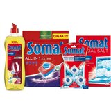 Somat Extra Power So 1,5kg + Machine cleaner u kapsulama 3x20g + Tablete za pranje posuđa All in One Extra 100/1 + Sredstvo za ispiranje Lemon 750ml Cene