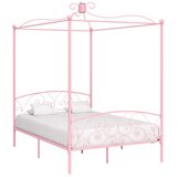 The Living Store Posteljni okvir z ogrodjem za baldahin roza kovinski 140x200 cm - Posteljni Okvir, (21492072) | Shoptok.si