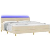 vidaXL Postelja s Box Springom z Vzmetnico in LED Kremna 200x200 cm Tkanina, (22156553) | Shoptok.si