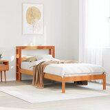 Maison Chic Posteljni okvir - Enojna postelja - Postelja za odrasle z vzglavjem voščeno rjava 90x200 cm borovina, (21694936) | Shoptok.si