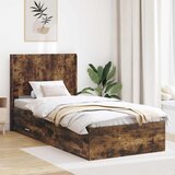  Krevetna konstrukcija s pohranom i uzglavljem Dimljeni hrast Smeđa 90 x 190 cm | shoptok.hr