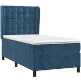 vidaXL Box spring postelja z vzmetnico temno moder 90x190 cm | Shoptok.si