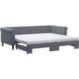 vidaXL Izvlečna dnevna postelja z vzmetnico tem. siva 90x200 cm žamet | Shoptok.si