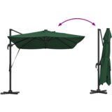  Kantileverski Roma suncobran s LED-ima Zeleni 352x251x265 cm Aluminijski | shoptok.hr