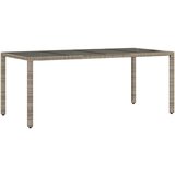 Vrtni stol sa staklenom pločom sivi 190x90x75 cm od poliratana | shoptok.hr