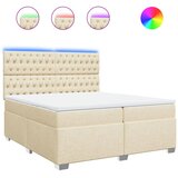  Krevet s oprugama i madracem krem 200 x 200 cm od tkanine | shoptok.hr