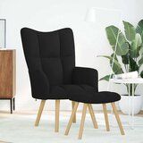  Stolica za opuštanje s tabureom od tkanine crna | shoptok.hr