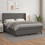 vidaXL Box spring postelja z vzmetnico siva 180x200 cm umetno usnje Cene