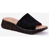 Panto Fino Suede Women's Wedge Slippers Black | shoptok.hr