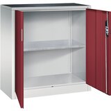 C+P Delavniška omarica s krilnimi vrati, širina x globina 930 x 400 mm, svetlo sive / rubinasto rdeče barve | Shoptok.si