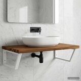  Polica za Lavabo - Umivaonik s prirodnim rubom montirana na zid - Prirodna i bijela 90 x 50 x 24 cm Četvrtasto | shoptok.hr