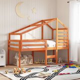  Visoki krevet s krovom voštano smeđi 90x200 cm masivna borovina | shoptok.hr