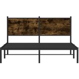 vidaXL Kovinski posteljni okvir z vzglavjem dimljen hrast 150x200 cm | Shoptok.si