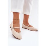 Boto Flat Ballerinas With Strap Eco Suede Beige Tirilina | Shoptok.si