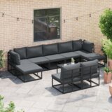vidaXL Sjedeća garnitura za vrt 9 pcs Crna 353 x 141.5 x 71 cm | shoptok.hr