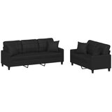  2-dijelni set sofa s jastucima crni od umjetne kože | shoptok.hr
