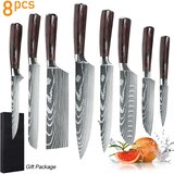 ruiguan Set japonskih kuhinjskih nožev, visoko ogljikovo nerjaveče jeklo, okolju prijazno, kuhinjski noži, 8PCS, (5000161539) | Shoptok.si