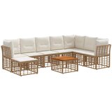  Set vanjskih sofa 9 kom. Prirodna i krema bijela Poliester | shoptok.hr