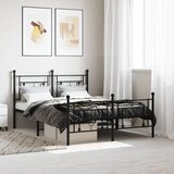 vidaXL Metalni okvir kreveta uzglavlje i podnožje crni 140x190 cm Cijene