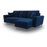 Cosmopolitan Design Plava baršunasti sklopiva/s prostorom za odlaganje kutna garnitura Kyoto – | shoptok.hr