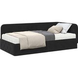 vidaXL Kotna postelja z vzmetnico z vzglavjem Črna 90 x 200 cm Žamet | Shoptok.si