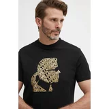 Karl Lagerfeld Bombažna kratka majica moška, črna barva, 542224.755082